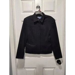 Vintage Bushwhacker Black Stretch Full Zip Jacket Collared Zip Pocket Size Small